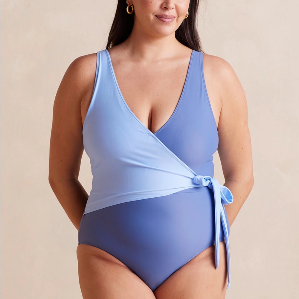 Sunmersalt Long Torso Perfect Wrap One Piece swimsuit, blue, 18LT